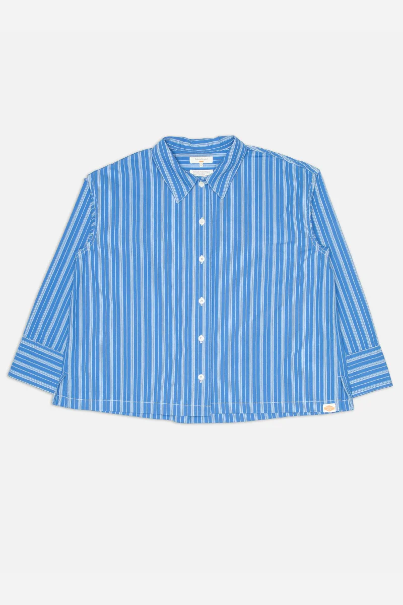 Nudie Jeans Jutta Shirt Striped - blue / offwhite - Image 5