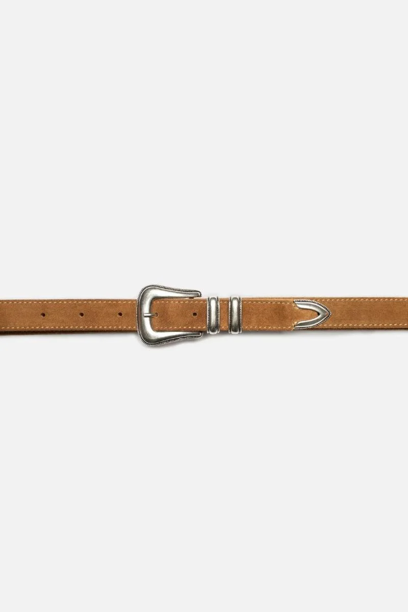 Nudie Jeans Western Suede Silver Belt - tobacco - Image 3