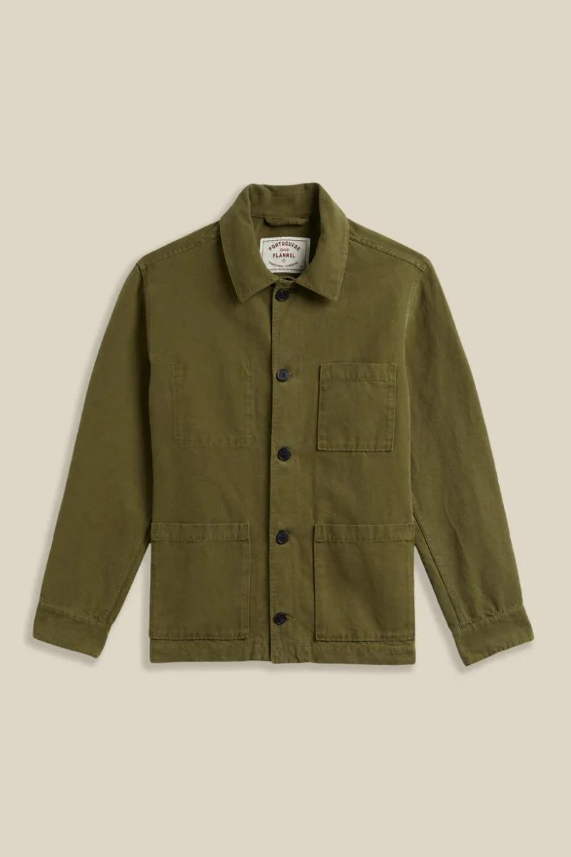 Portuguese Flannel Legacy Jacket in canvas - military green