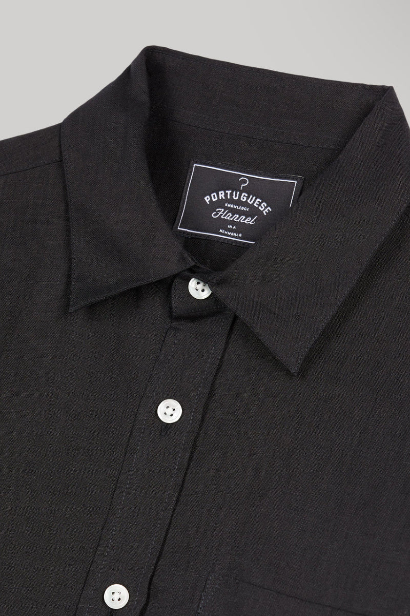 Portuguese Flannel Linen shirt - black - Image 3