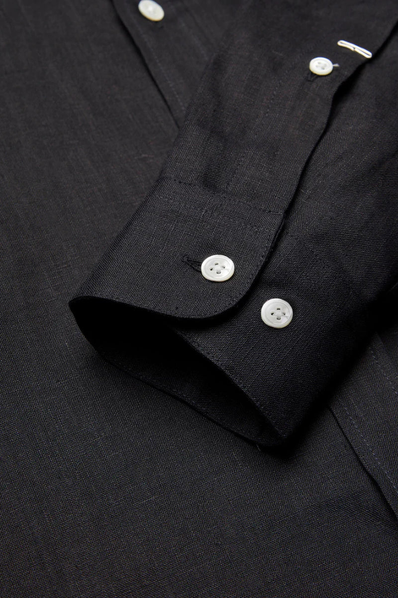 Portuguese Flannel Linen shirt - black - Image 4
