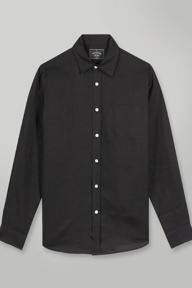 Portuguese Flannel Linen shirt - black - Image 5