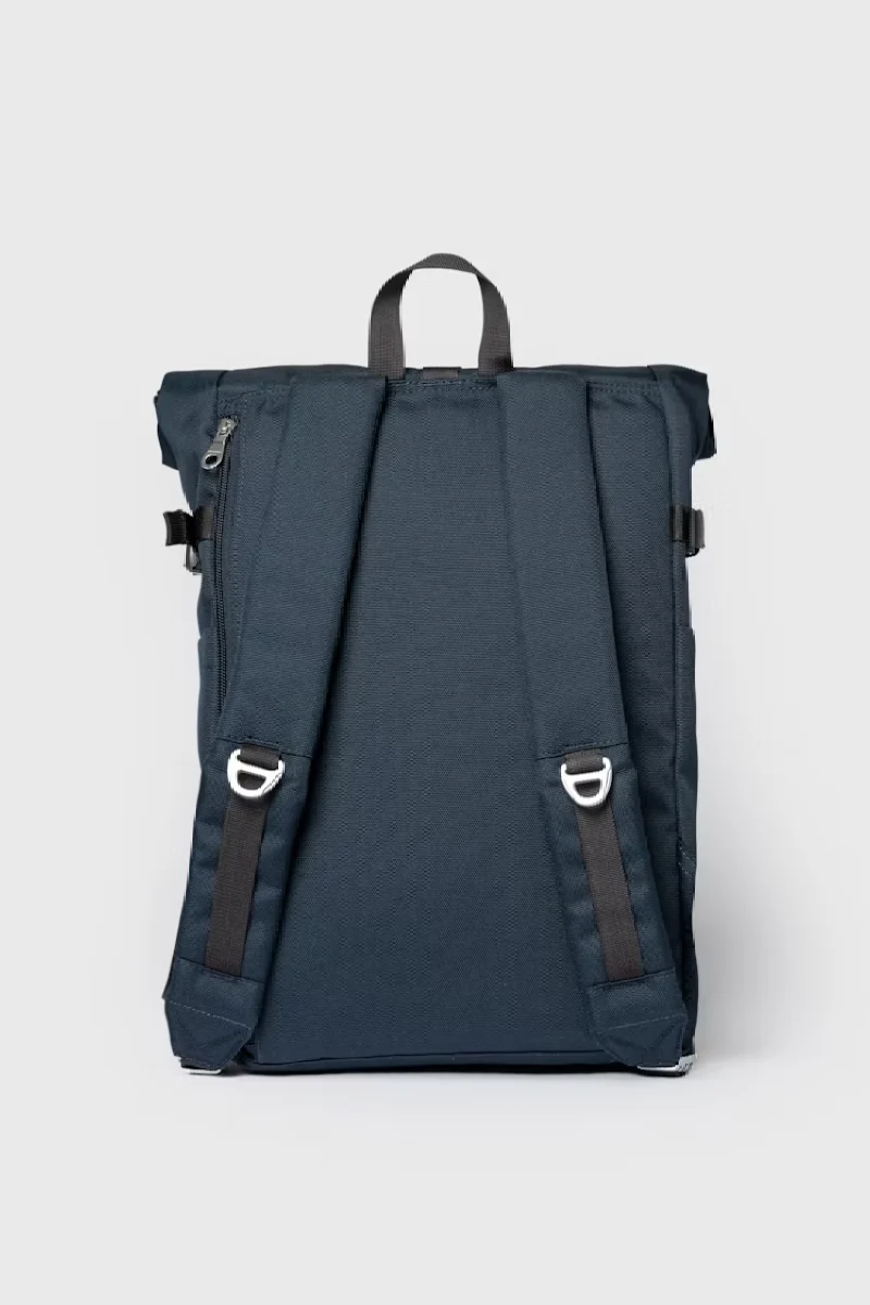 Sandqvist Icon Rolltop Backpack M - navy with black leather - Image 3
