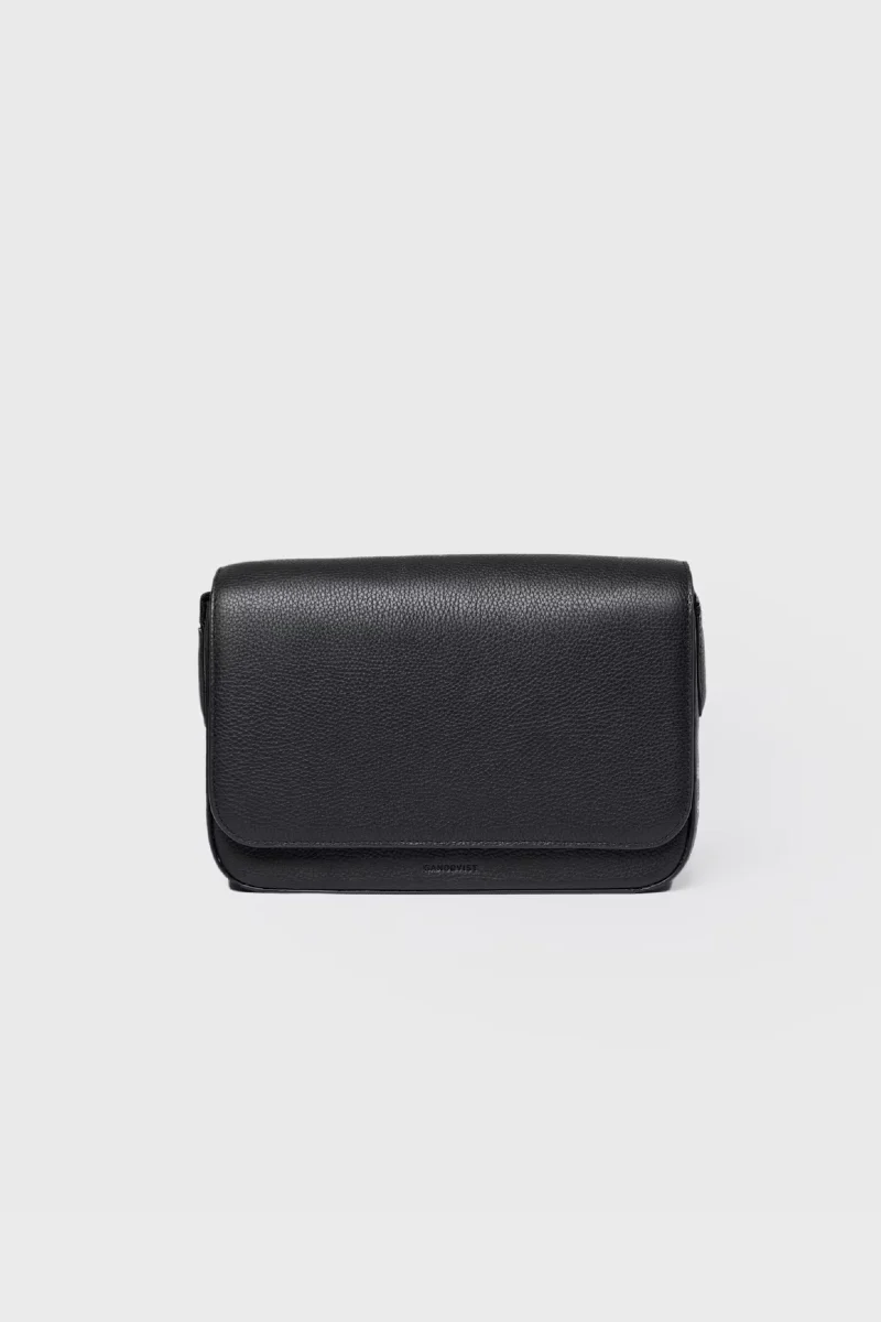 Sandqvist Agile Leather Plain Crossbody - black
