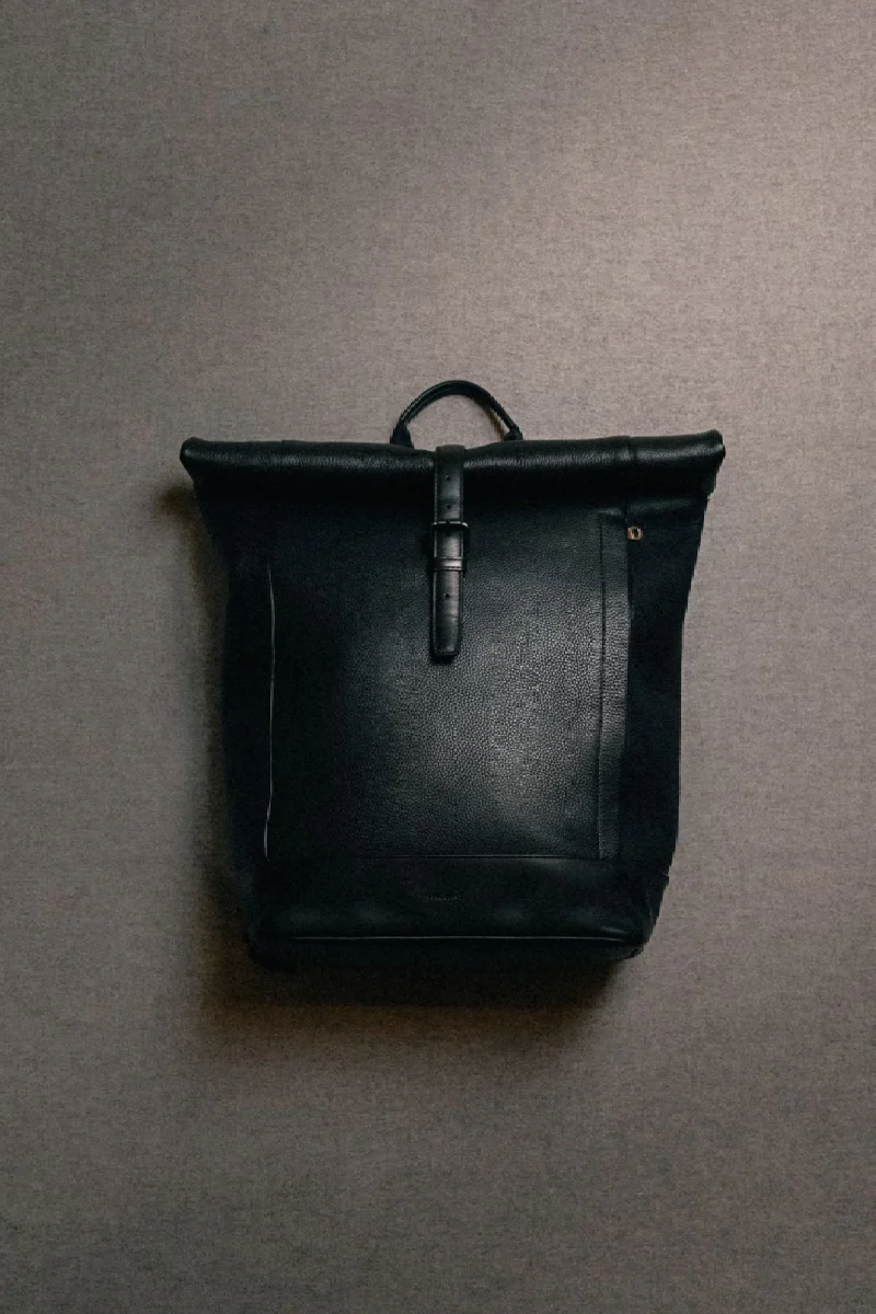 Sandqvist Leather Rolltop Backpack - black - Image 5
