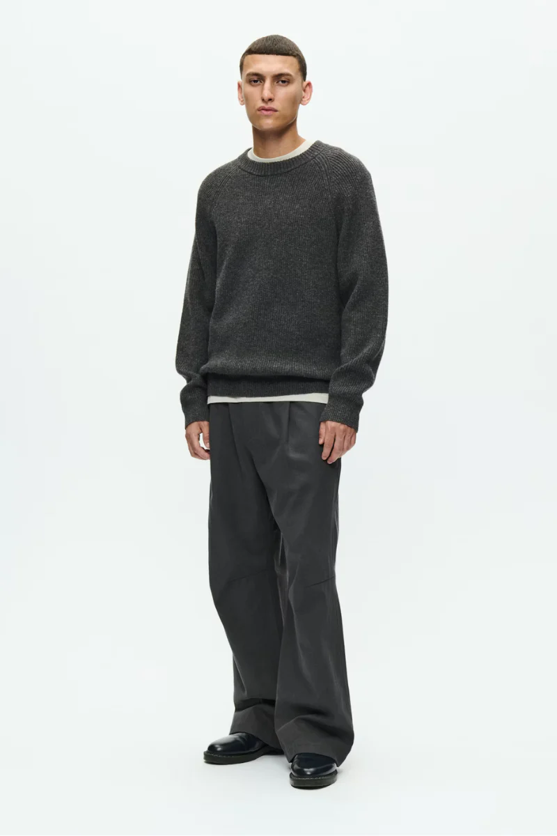Wood Wood WWKevin crew neck - gray pinstriped melange - Image 3