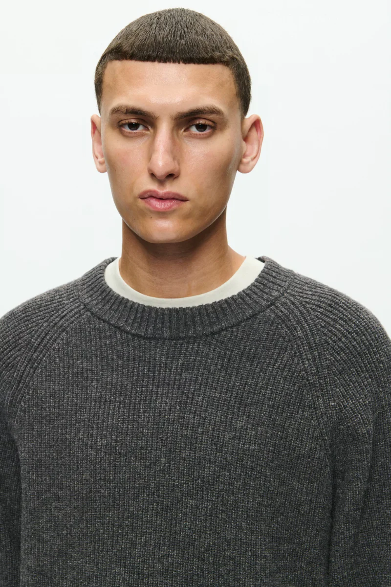 Wood Wood WWKevin crew neck - gray pinstriped melange - Image 4